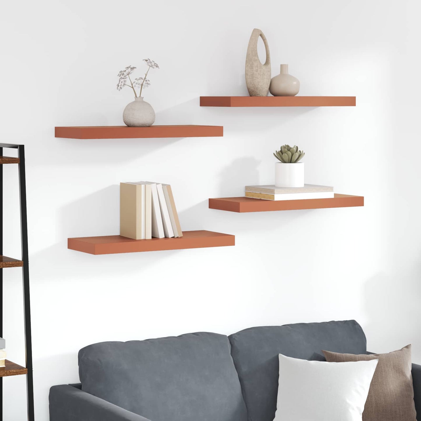 Vegghylle Veggmontert 4 pcs Rød 60 x 23 x 4 cm Konstruert tre
