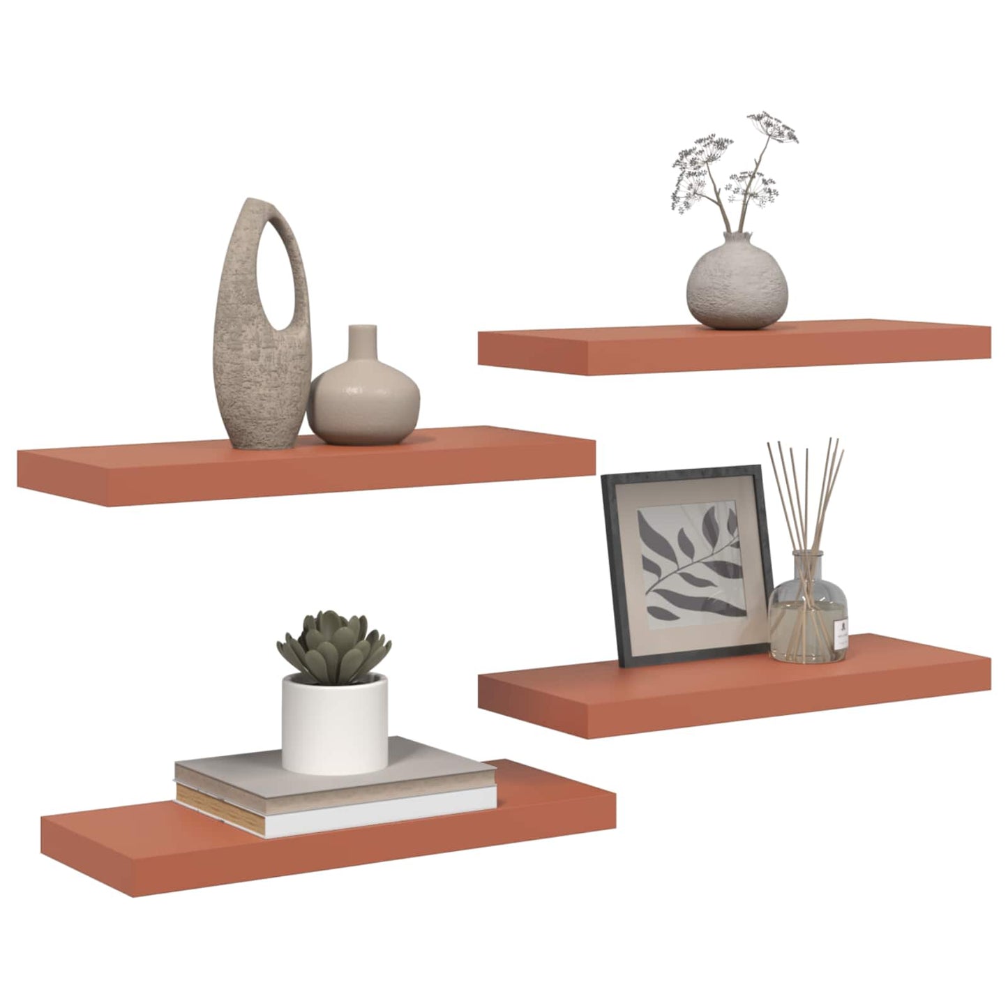 Vegghylle Veggmontert 4 pcs Rød 60 x 23 x 4 cm Konstruert tre