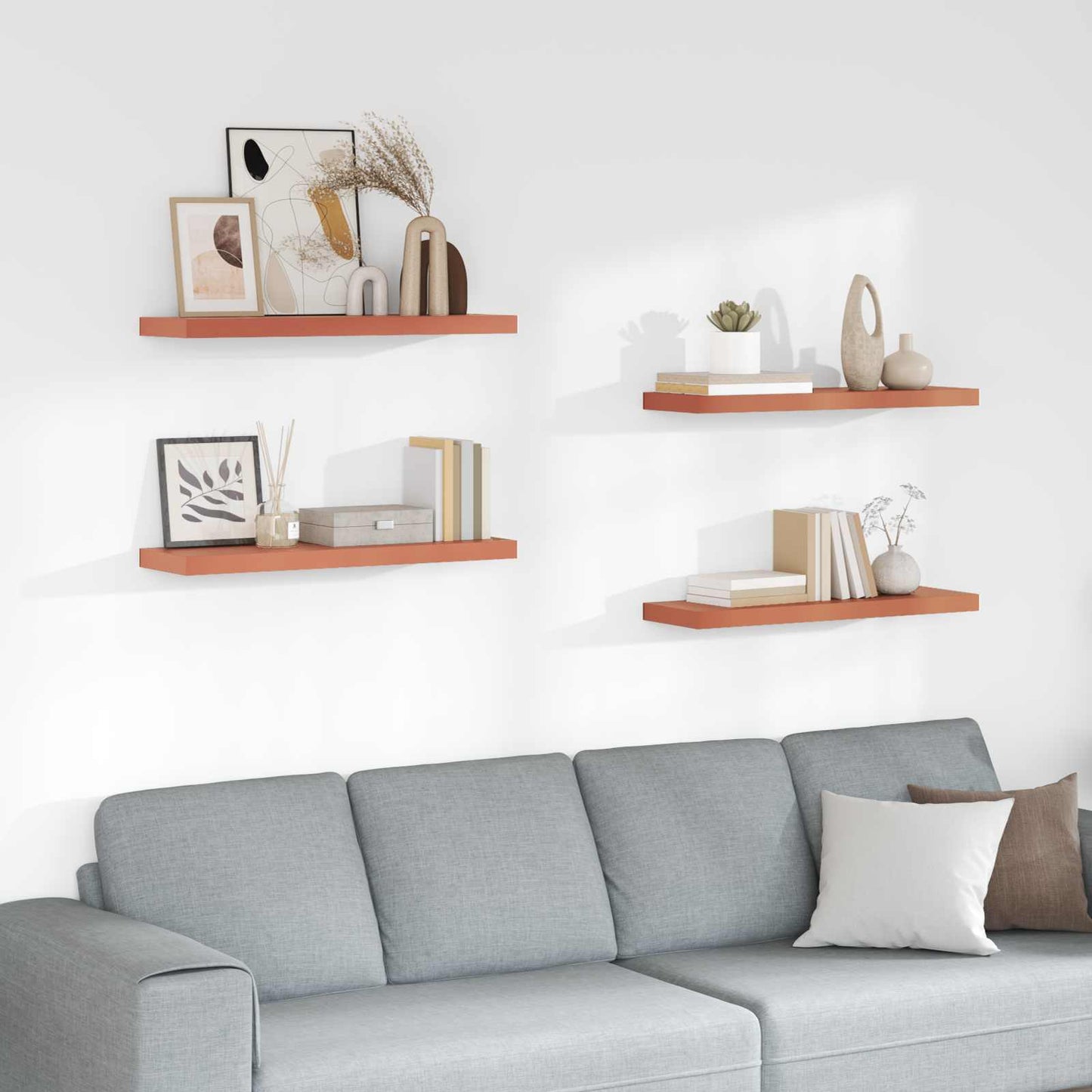 Vegghylle Veggmontert 4 pcs Rød 80 x 23,5 x 4 cm Konstruert tre