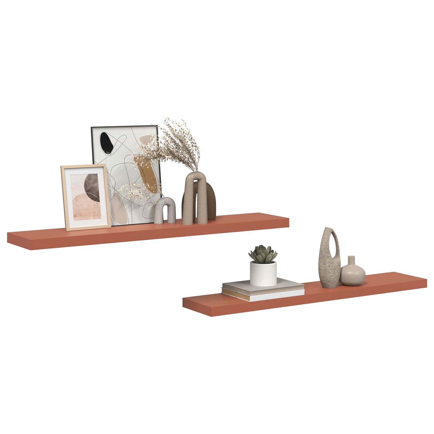 Vegghylle 2 pcs Rød 120 x 23,5 x 4 cm Konstruert tre