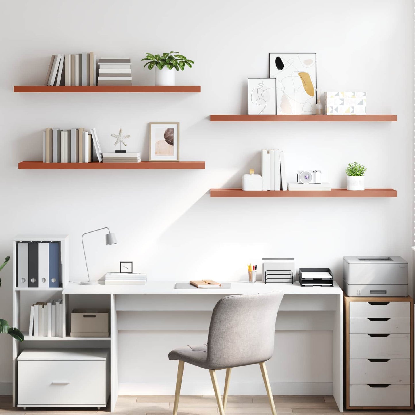 Vegghylle 4 pcs Rød 120 x 23,5 x 4 cm Konstruert tre