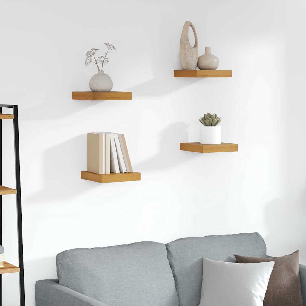 Vegghylle 4 pcs Brun 23 x 23,5 x 4 cm Konstruert tre
