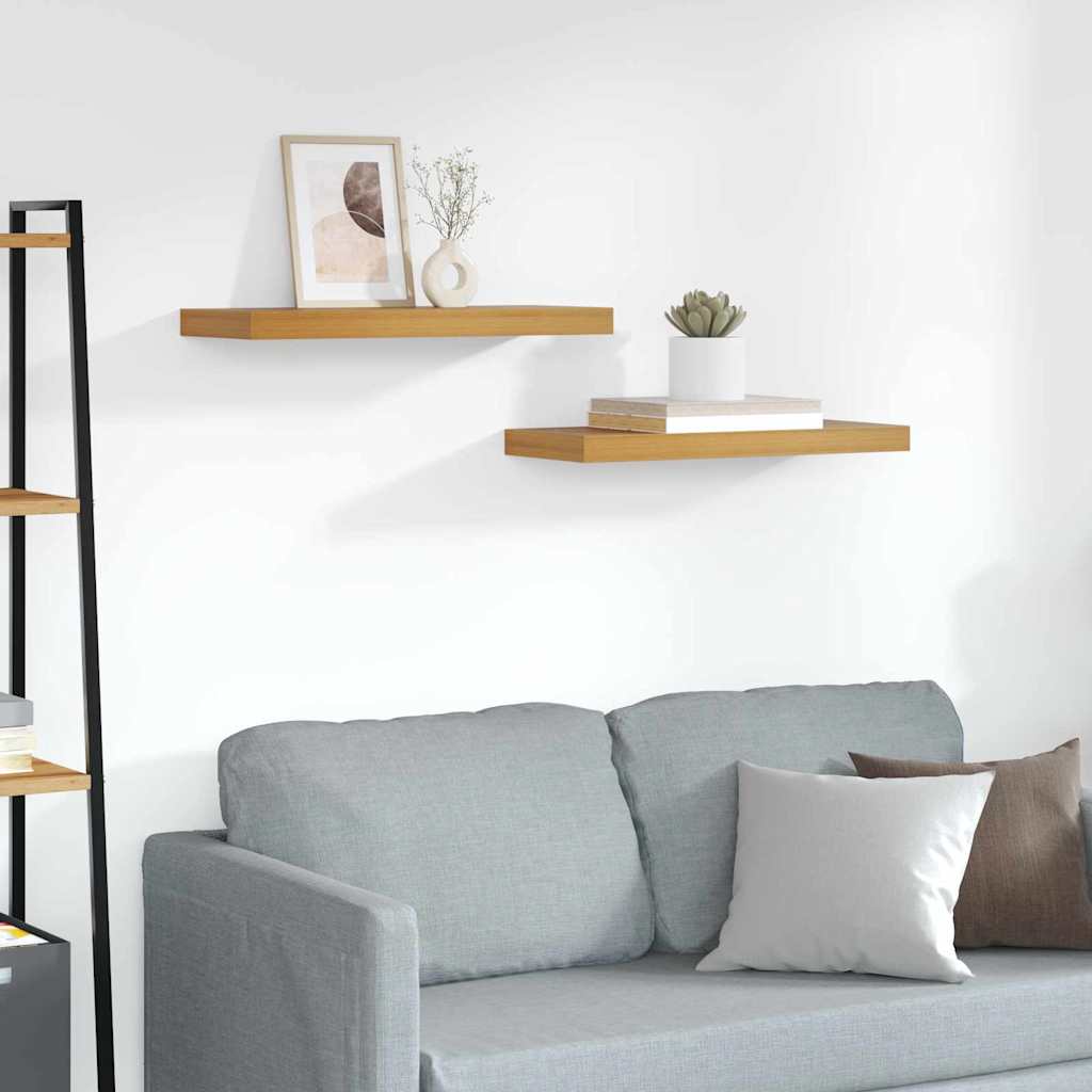 Vegghylle Veggmontert 2 pcs Brun 60 x 23 x 4 cm Konstruert tre