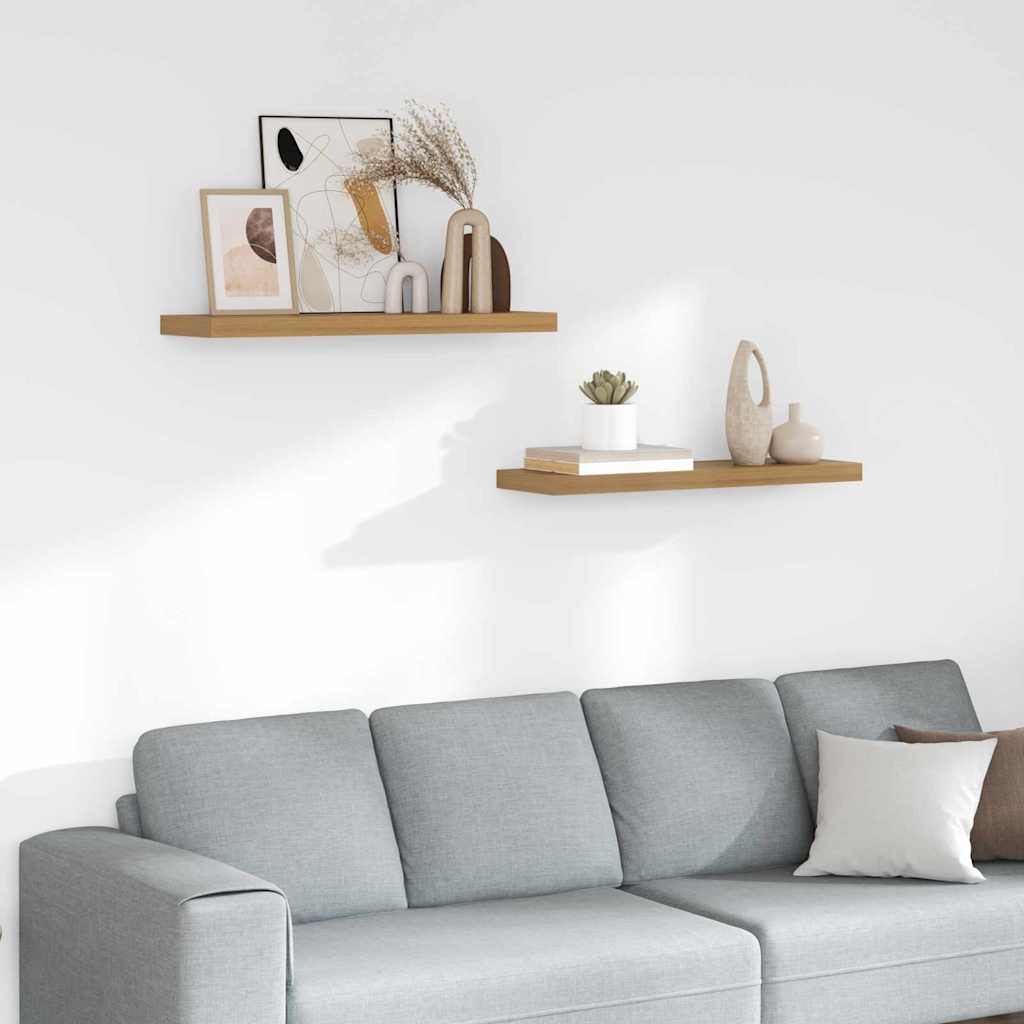 Vegghylle Veggmontert 2 stk. Brun 80 x 23,5 x 3,8 cm