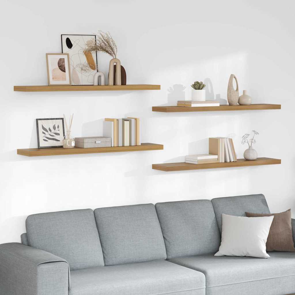 Vegghylle Veggmontert 4 stk. Brun 120 x 23,5 x 3,8 cm