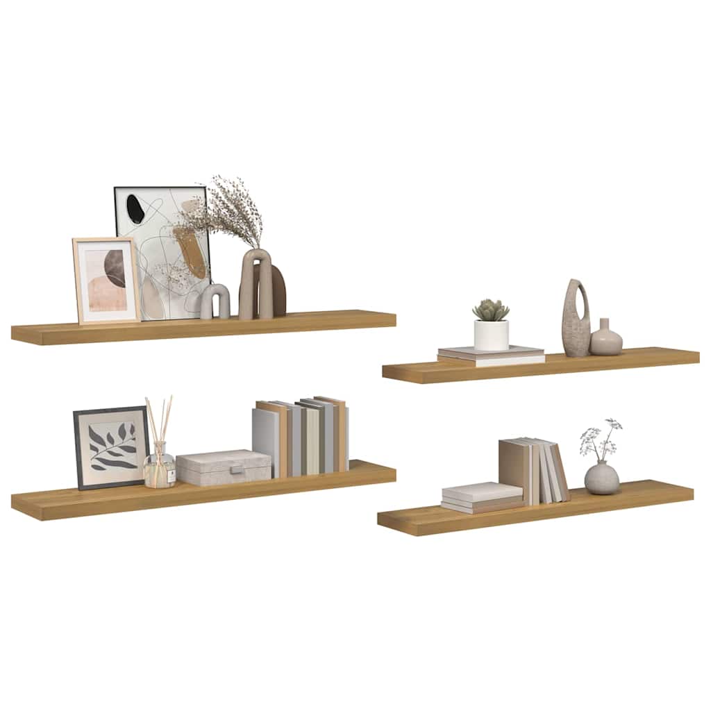 Vegghylle Veggmontert 4 stk. Brun 120 x 23,5 x 3,8 cm