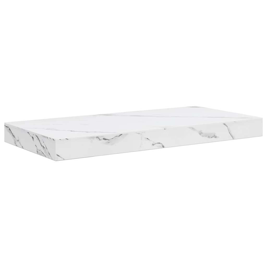 Vegghylle 2 pcs Hvit marmor 50 x 23,5 x 4 cm Konstruert tre