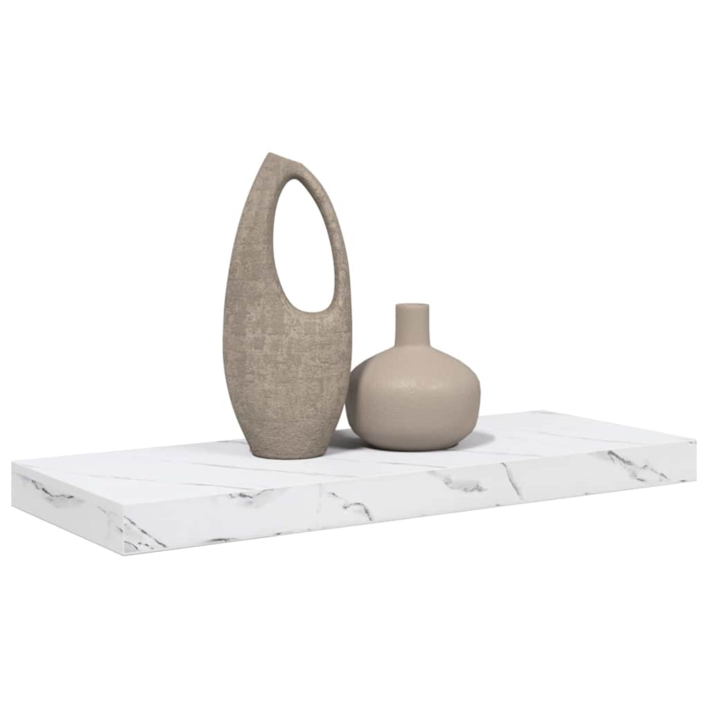 Vegghylle Veggmontert Hvit marmor 60 x 23 x 4 cm Konstruert tre