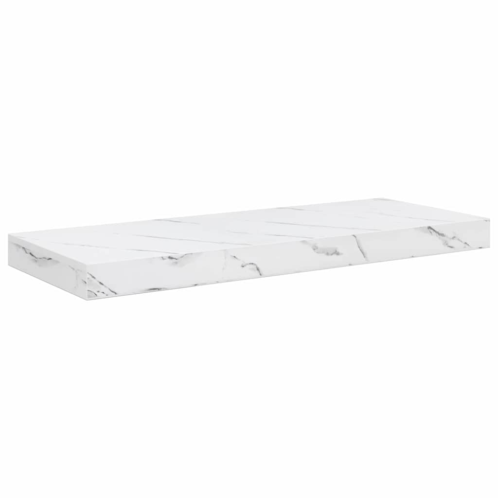 Vegghylle 2 pcs Hvit marmor 60 x 23,5 x 4 cm Konstruert tre
