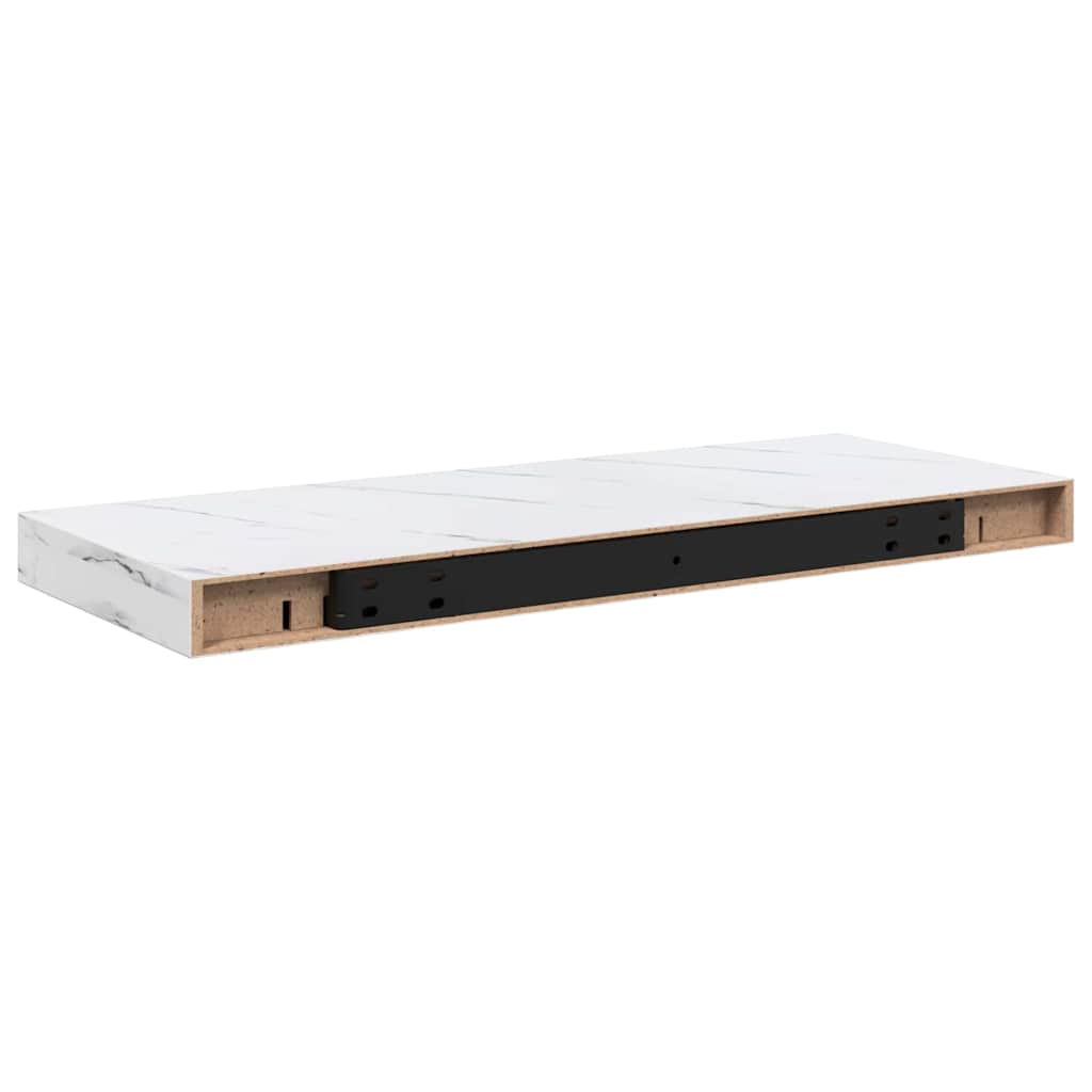 Vegghylle 2 pcs Hvit marmor 60 x 23,5 x 4 cm Konstruert tre
