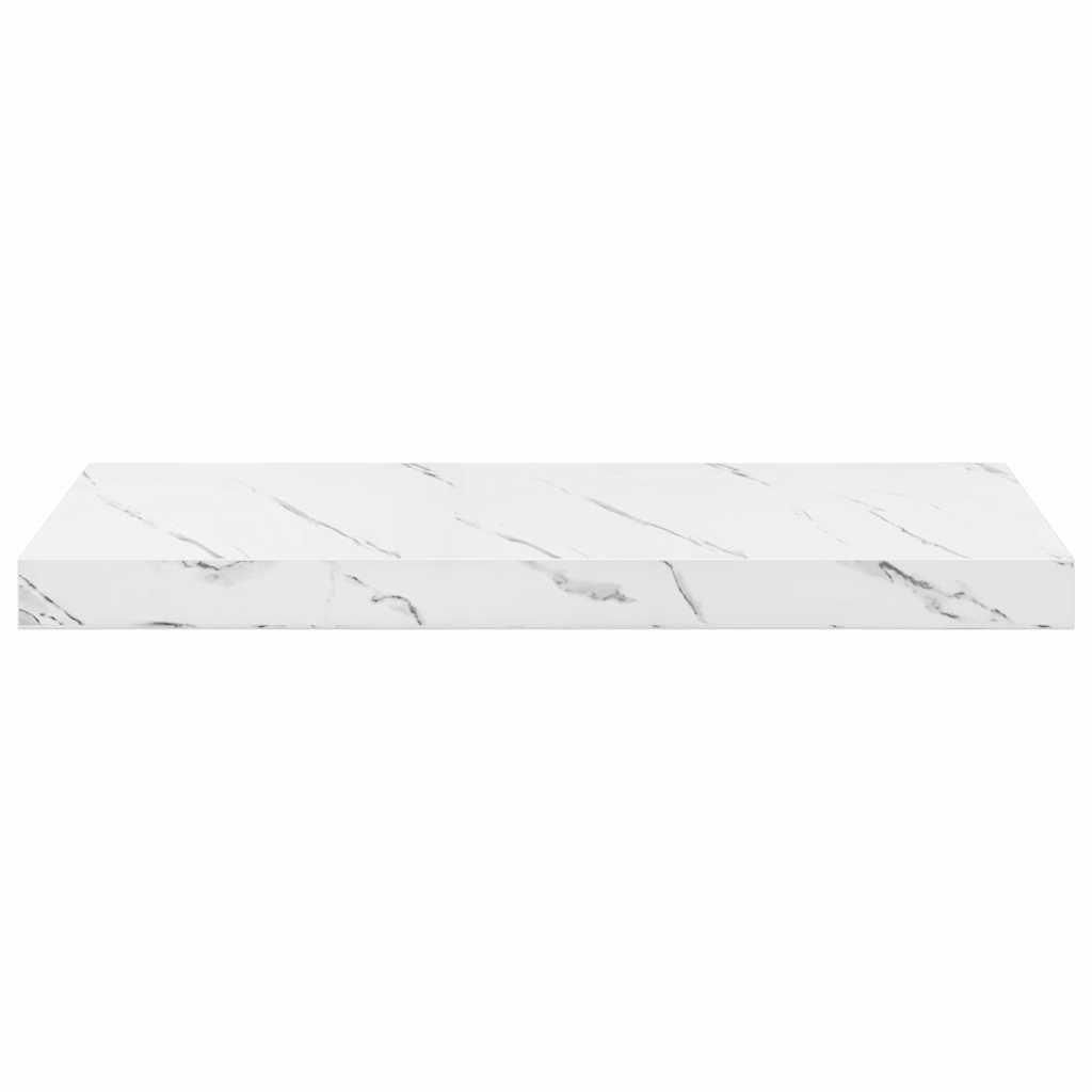 Vegghylle 2 pcs Hvit marmor 60 x 23,5 x 4 cm Konstruert tre