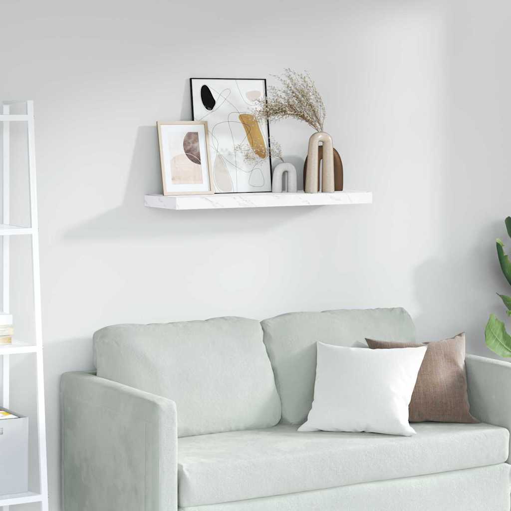 Vegghylle Veggmontert Hvit marmor 80 x 23,5 x 3,8 cm