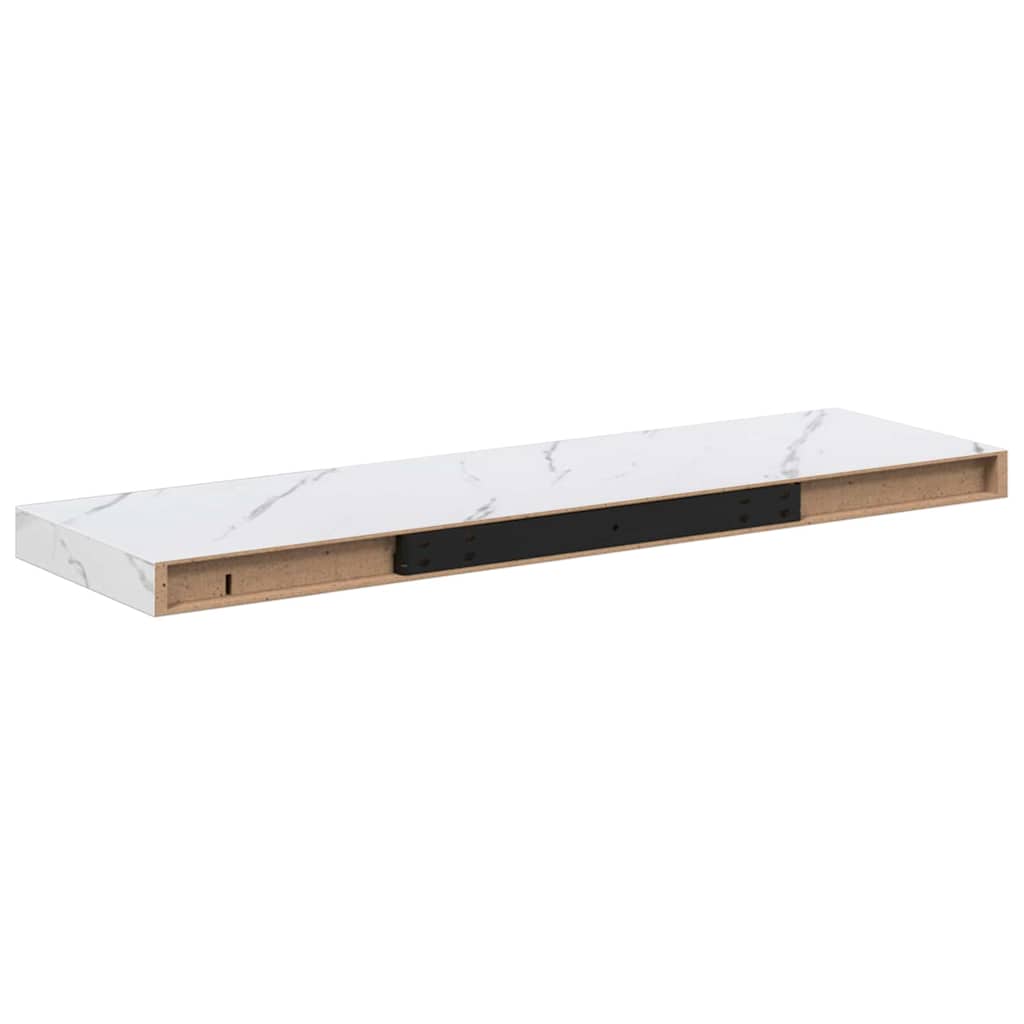 Vegghylle 4 stk. Hvit marmor 80 x 23,5 x 3,8 cm Konstruert tre