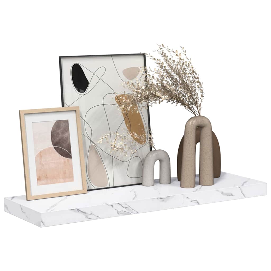 Vegghylle Veggmontert Hvit marmor 90 x 23,5 x 3,8 cm