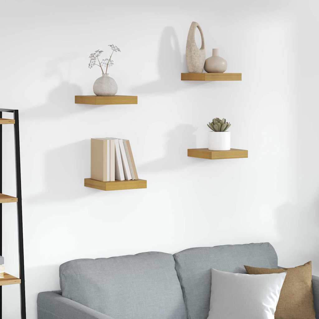 Vegghylle 4 pcs Beige 23 x 23,5 x 4 cm Konstruert tre