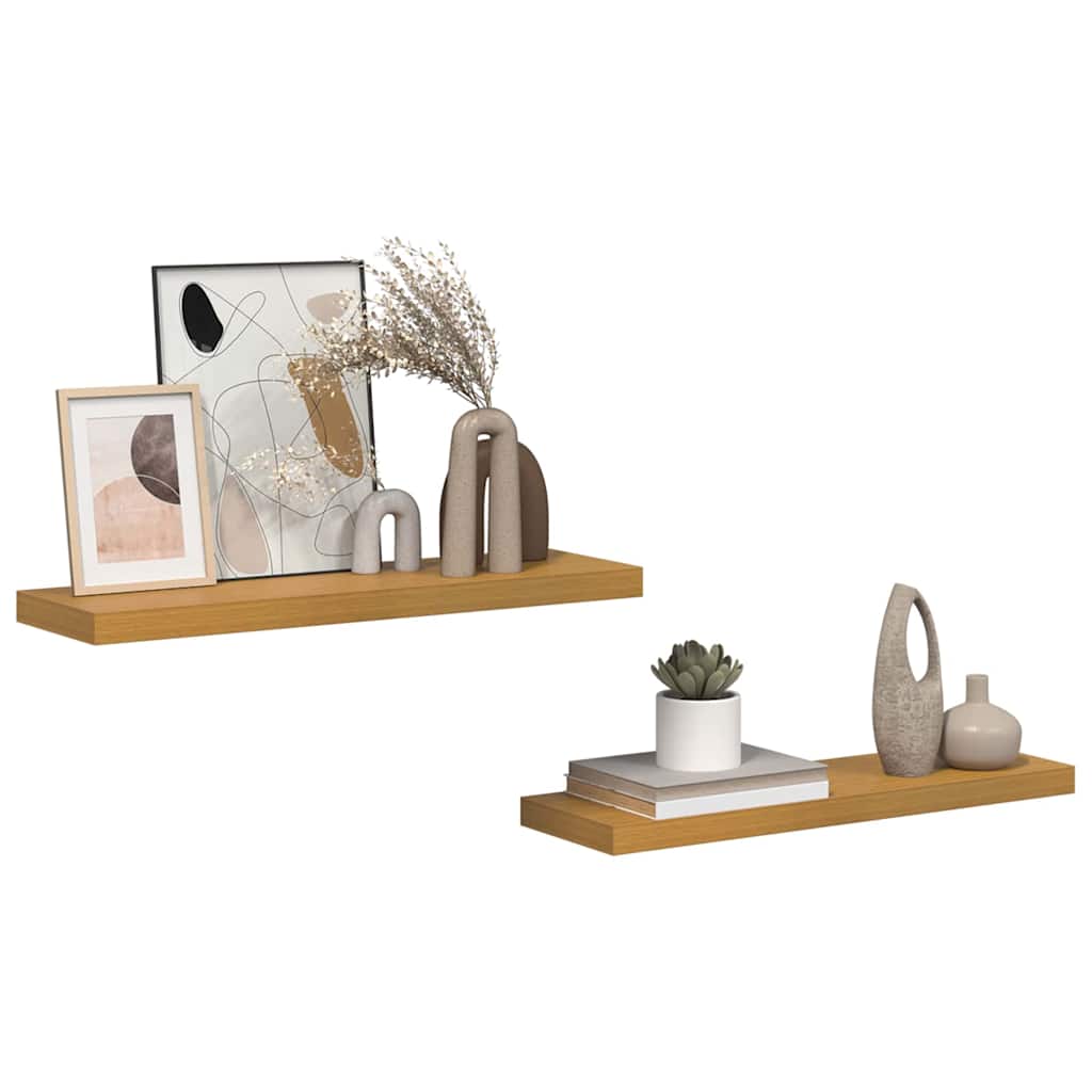 Vegghylle 2 pcs Beige 80 x 23,5 x 4 cm Konstruert tre
