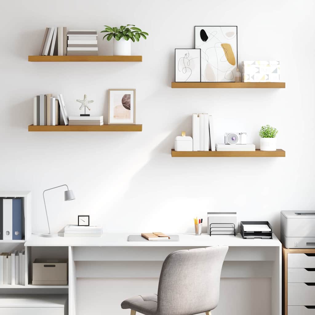 Vegghylle 4 pcs Beige 90 x 23,5 x 4 cm Konstruert tre