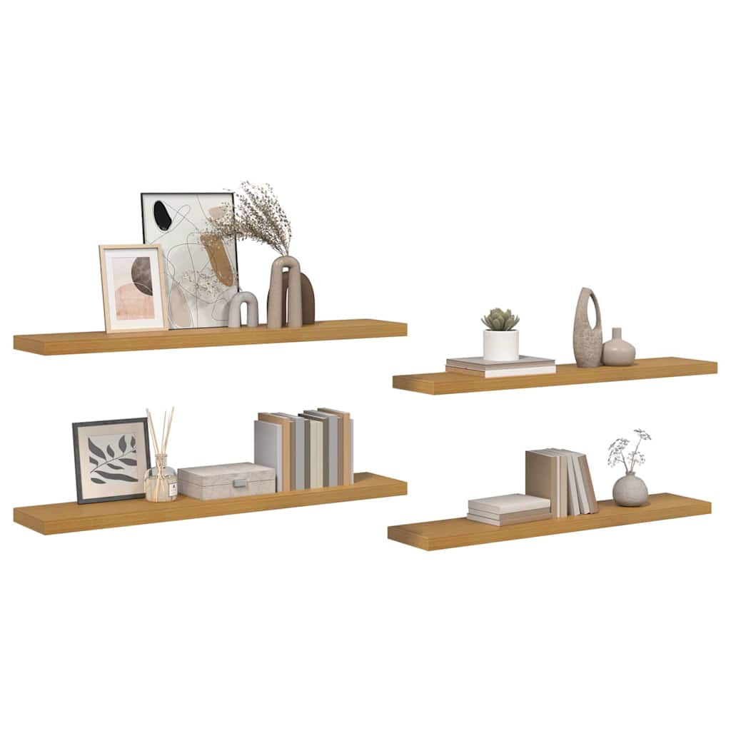 Vegghylle 4 pcs Beige 120 x 23,5 x 4 cm Konstruert tre