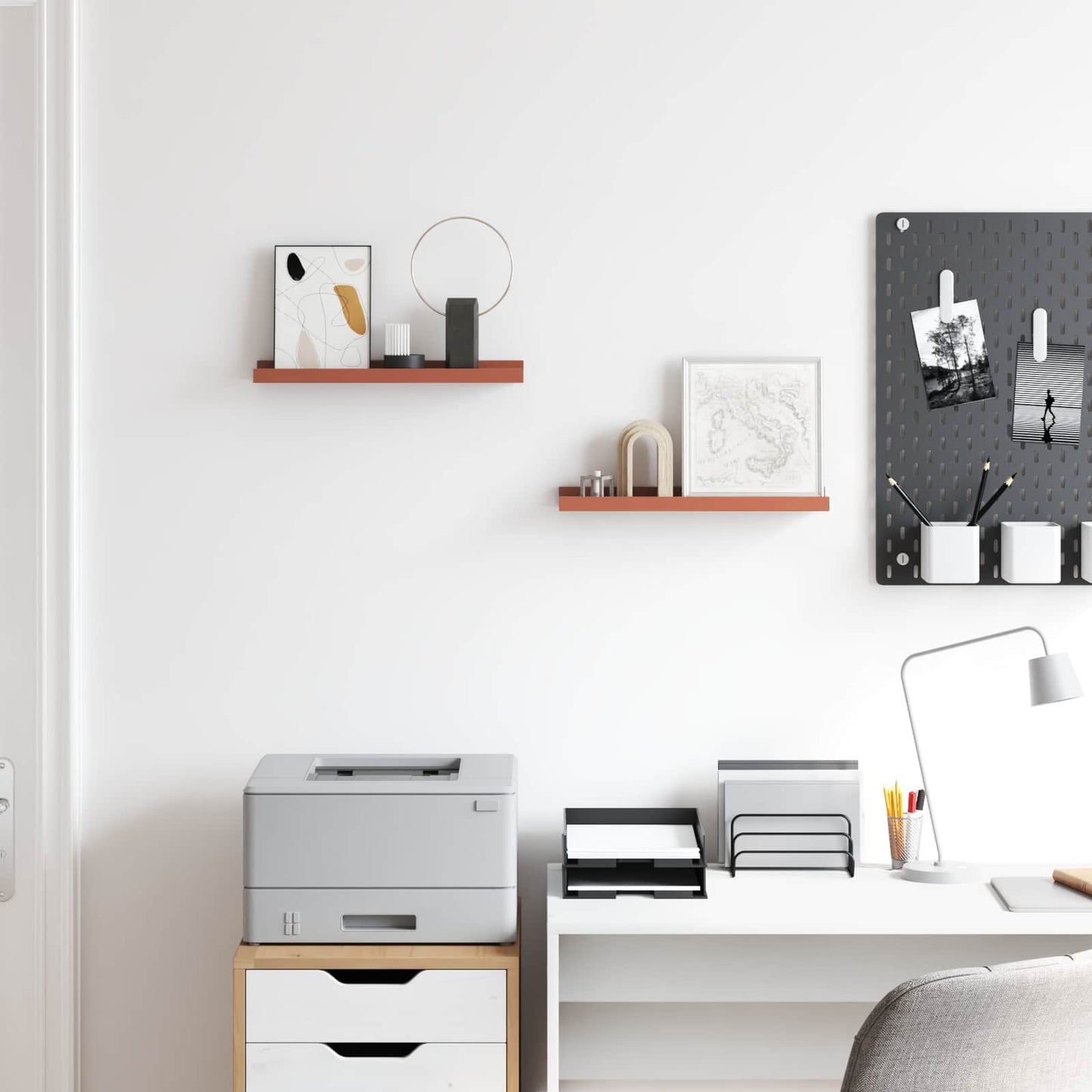 Vegghylle med hylle 2 pcs Rød 40 x 9 x 3 cm Konstruert tre