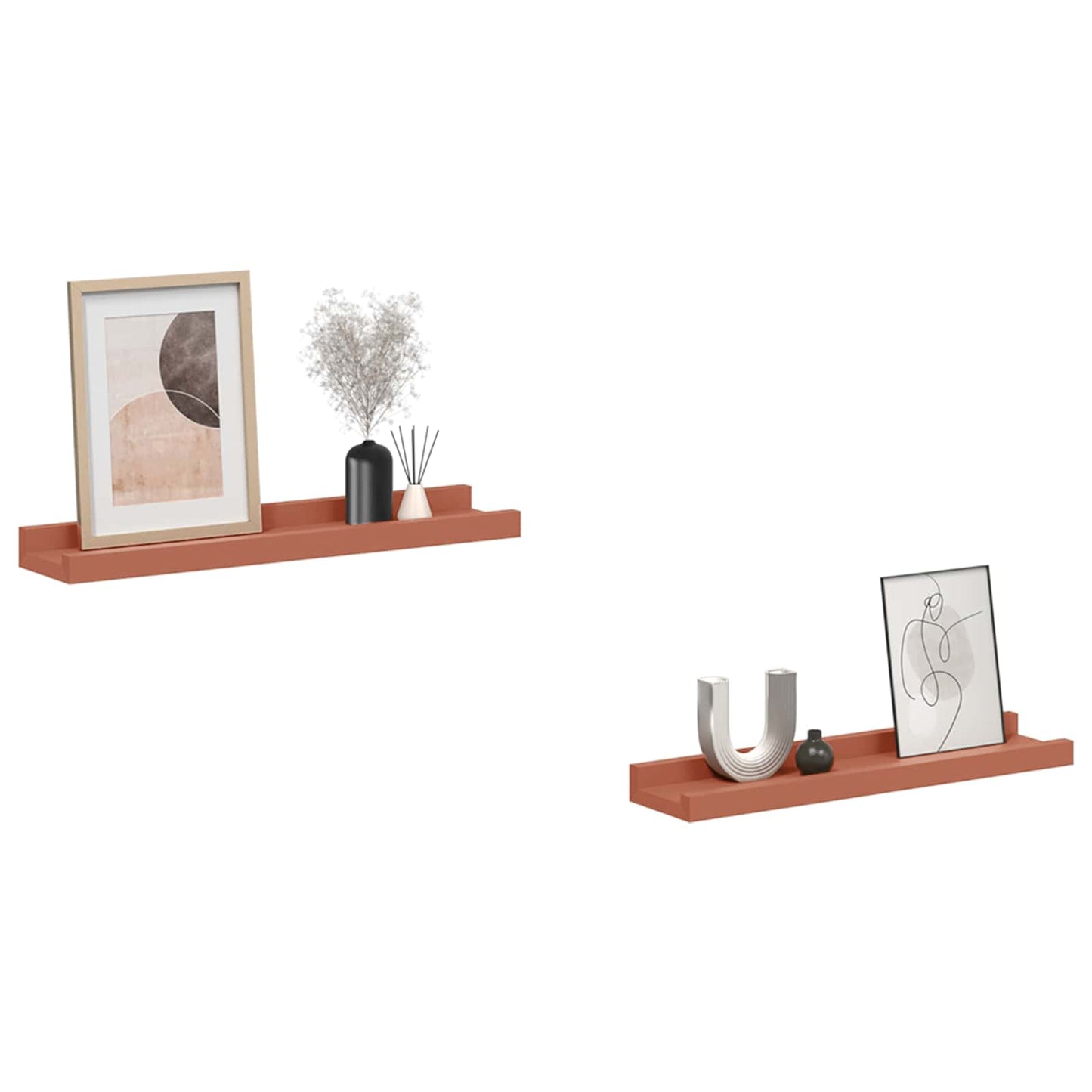 Vegghylle med hylle 2 pcs Rød 40 x 9 x 3 cm Konstruert tre
