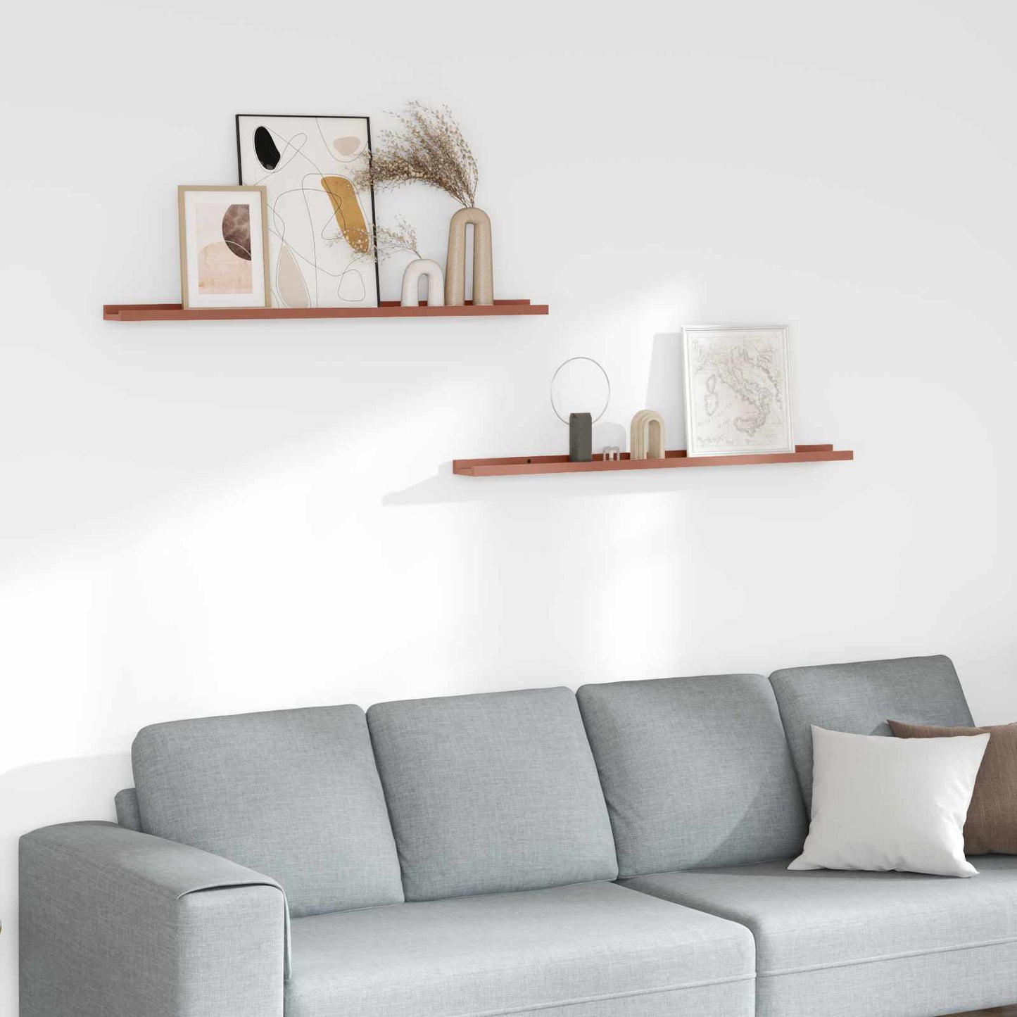 Vegghylle med hylle 2 pcs Rød 100 x 9 x 3 cm Konstruert tre