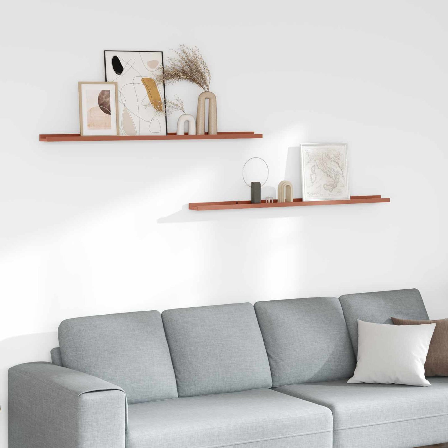 Vegghylle med hylle 2 pcs Rød 115 x 9 x 3 cm Konstruert tre