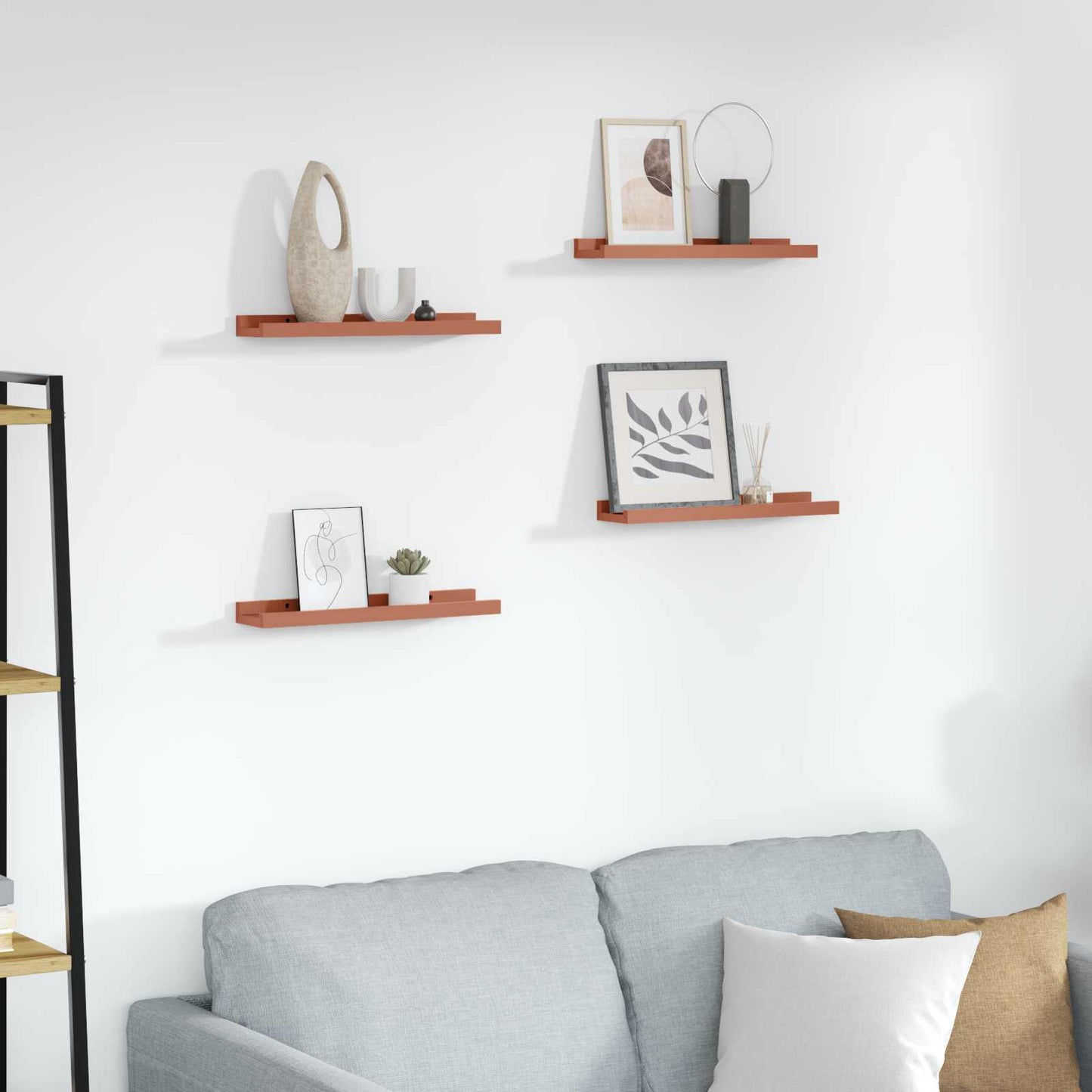 Vegghylle Veggmontert 4 pcs Rød 40 x 9 x 3 cm Konstruert tre