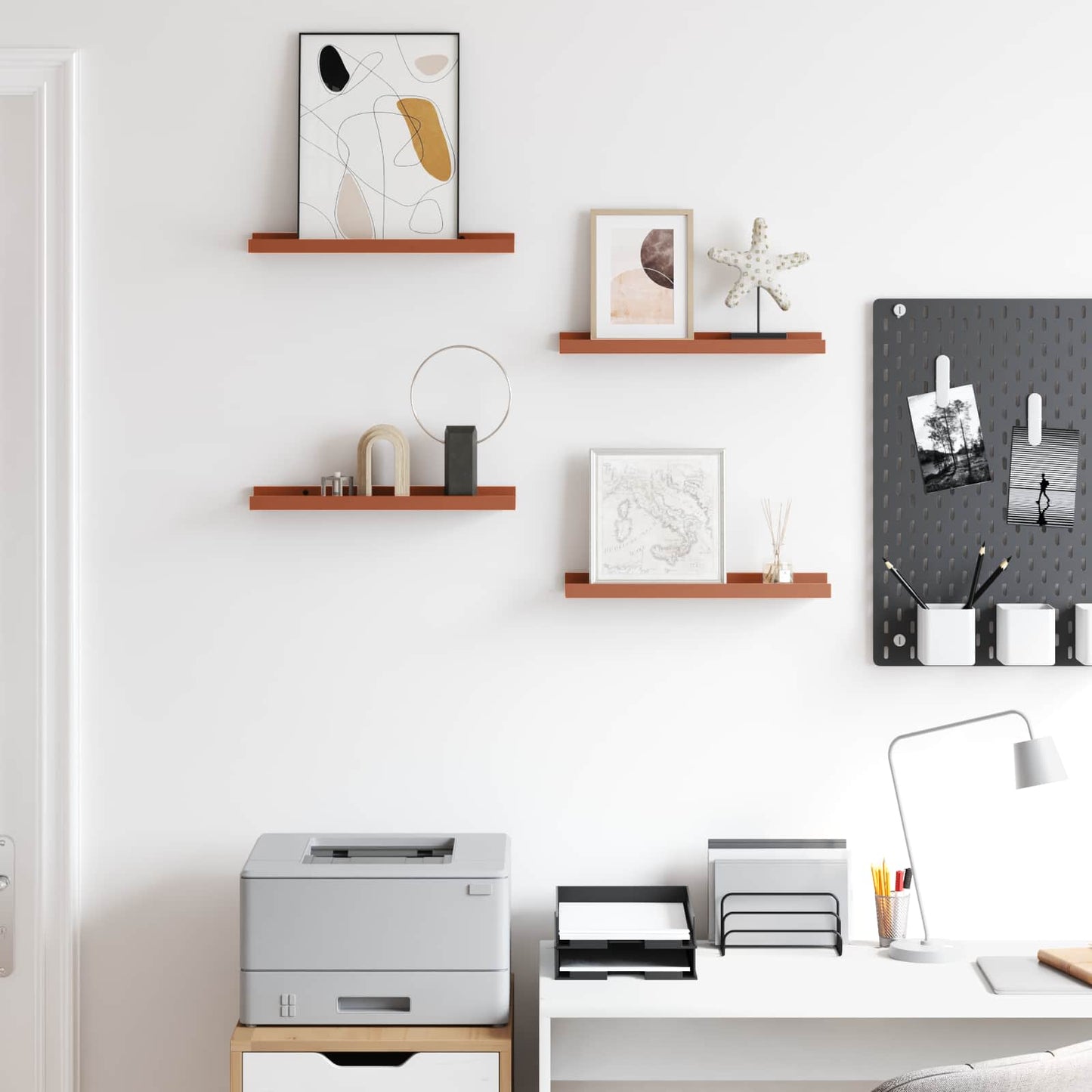 Vegghylle med hylle 4 pcs Rød 40 x 9 x 3 cm Konstruert tre