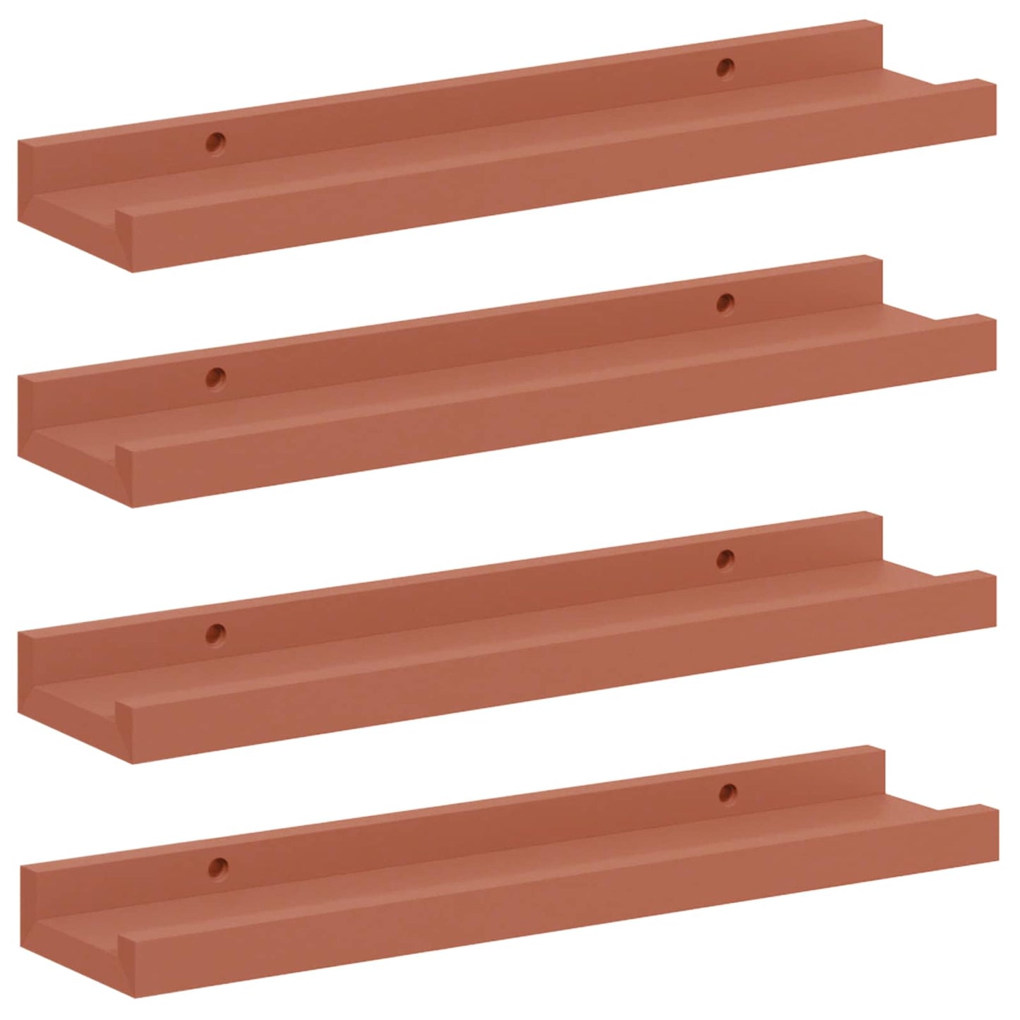 Vegghylle med hylle 4 pcs Rød 40 x 9 x 3 cm Konstruert tre