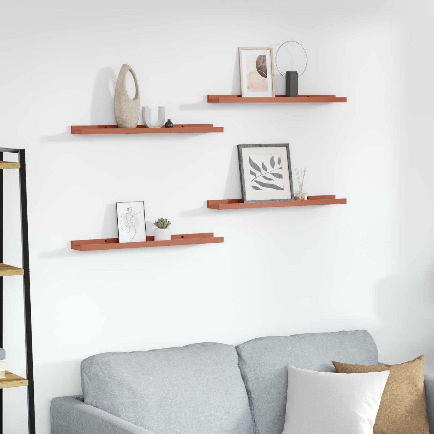 Vegghylle Veggmontert 4 pcs Rød 60 x 9 x 3 cm Konstruert tre