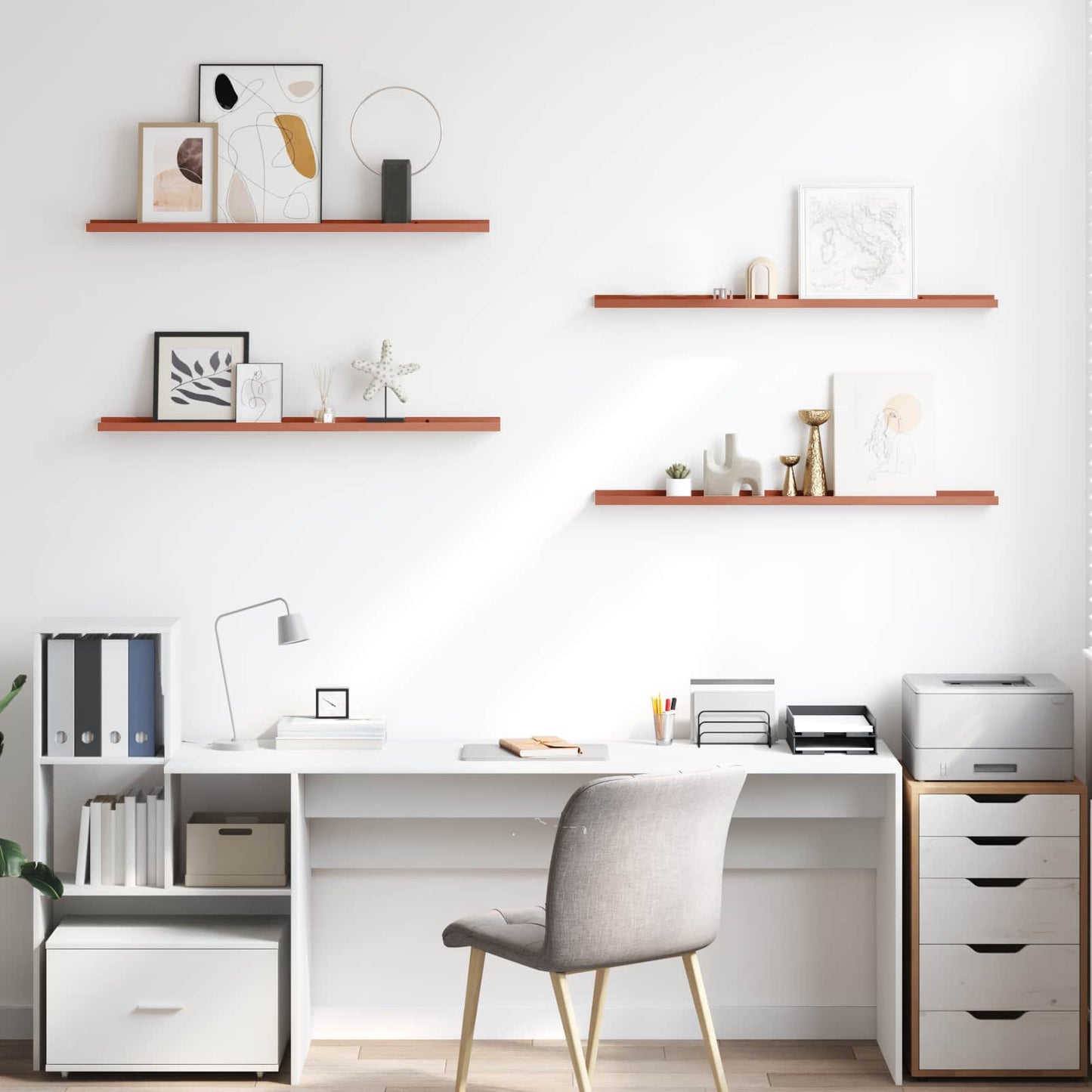 Vegghylle med hylle 4 pcs Rød 100 x 9 x 3 cm Konstruert tre
