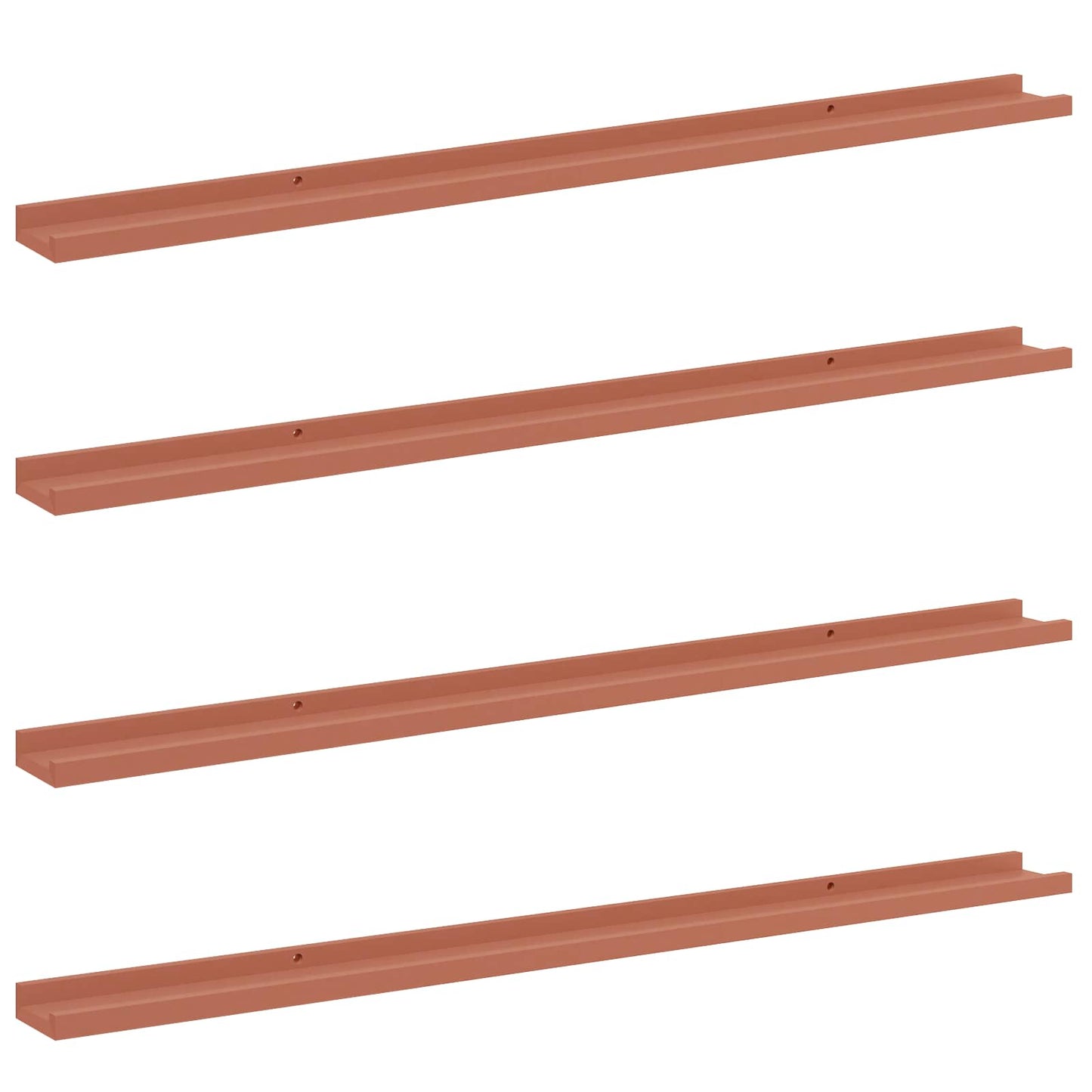Vegghylle med hylle 4 pcs Rød 115 x 9 x 3 cm Konstruert tre