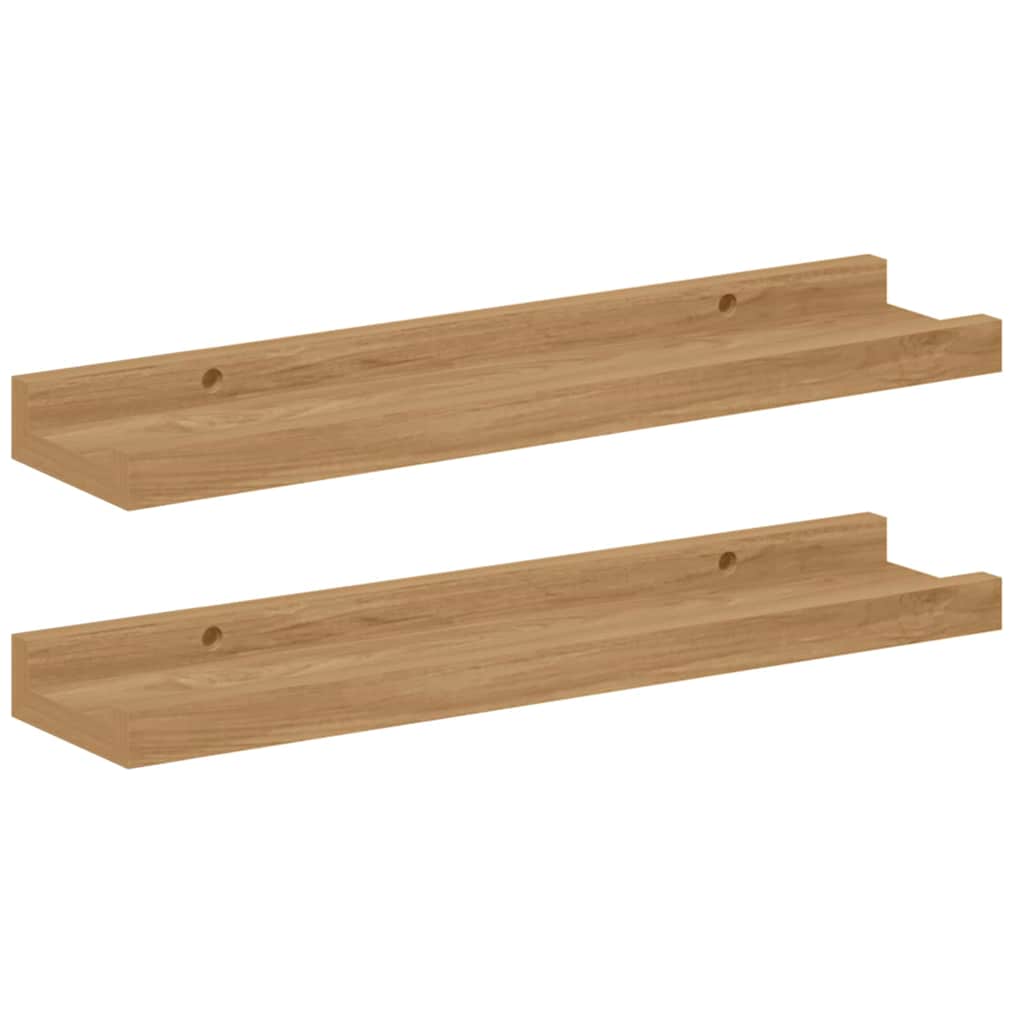 Vegghylle Veggmontert 2 pcs Brun 40 x 9 x 3 cm Konstruert tre