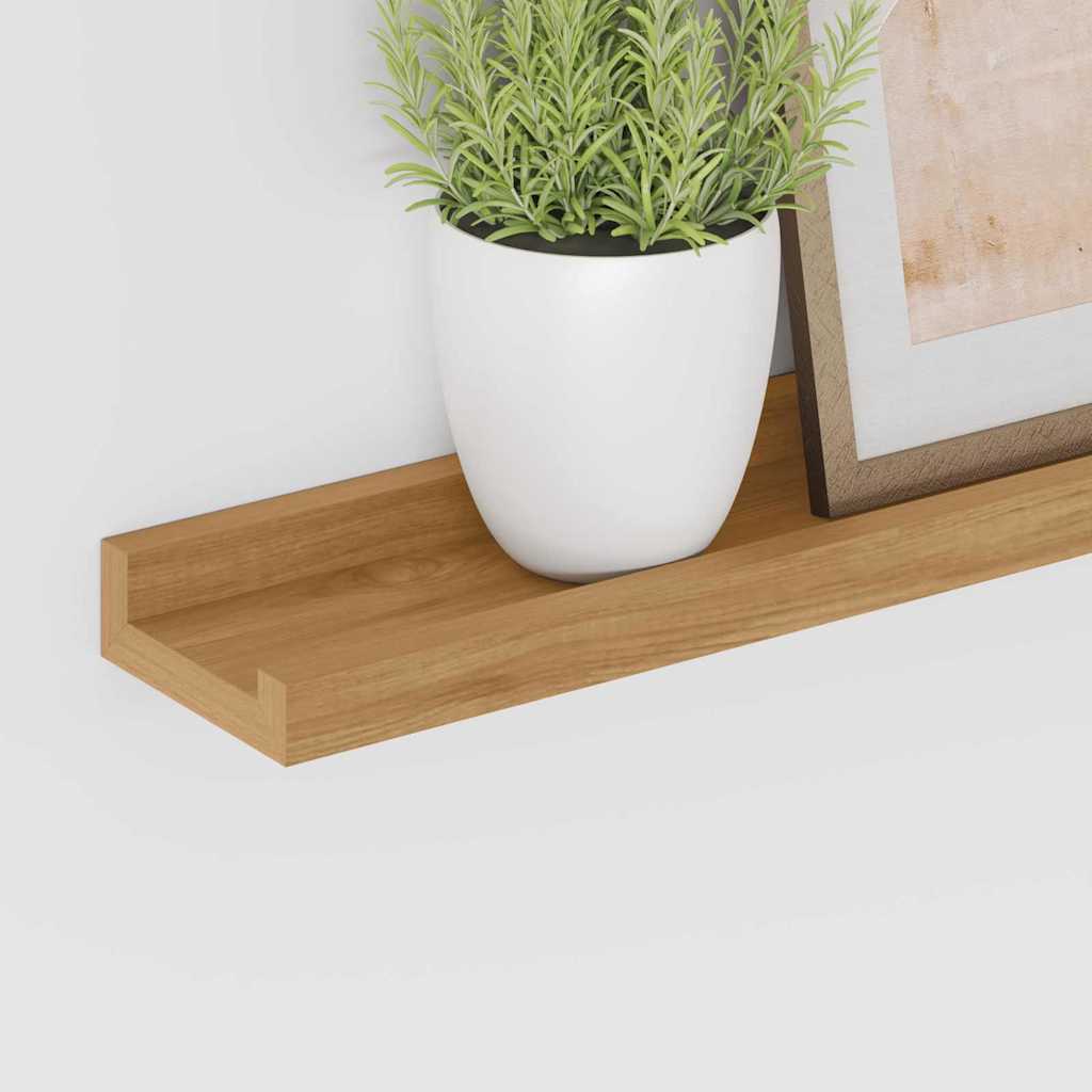 Vegghylle med hylle 2 pcs Brun 80 x 9 x 3 cm Konstruert tre