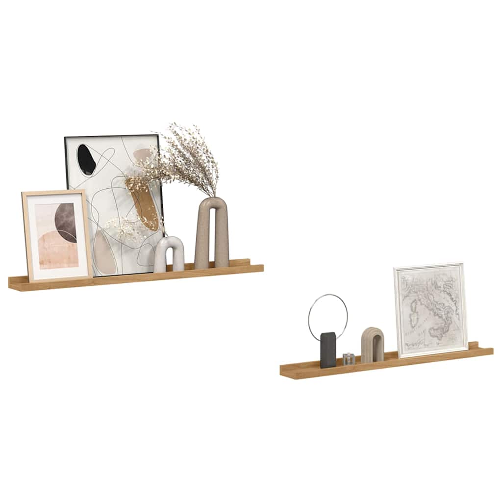 Vegghylle med hylle 2 pcs Brun 80 x 9 x 3 cm Konstruert tre