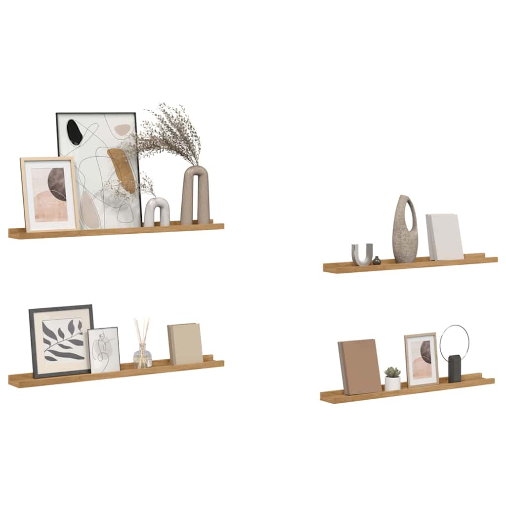 Vegghylle Veggmontert 4 stk. Brun 80 x 9 x 3 cm Konstruert tre