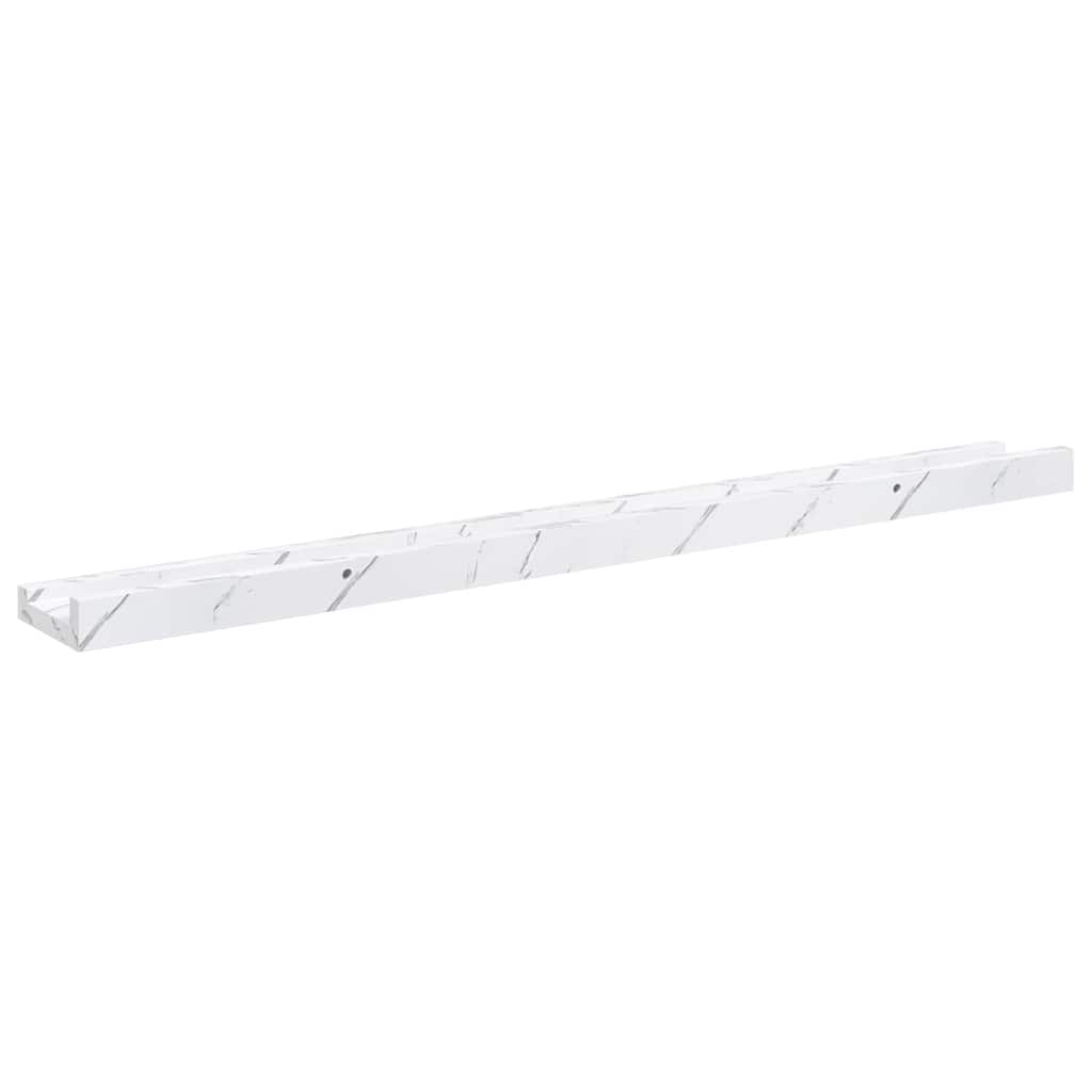 Vegghylle 2 pcs Hvit marmor 80 x 9 x 3 cm Konstruert tre