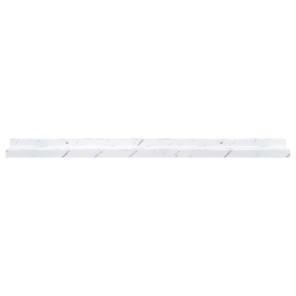 Vegghylle 2 pcs Hvit marmor 80 x 9 x 3 cm Konstruert tre