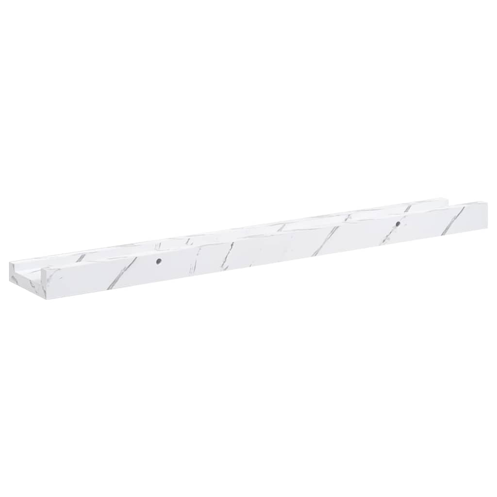 Vegghylle 4 pcs Hvit marmor 60 x 9 x 3 cm Konstruert tre