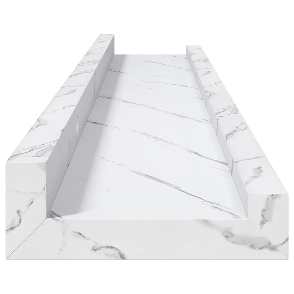 Vegghylle 4 pcs Hvit marmor 60 x 9 x 3 cm Konstruert tre
