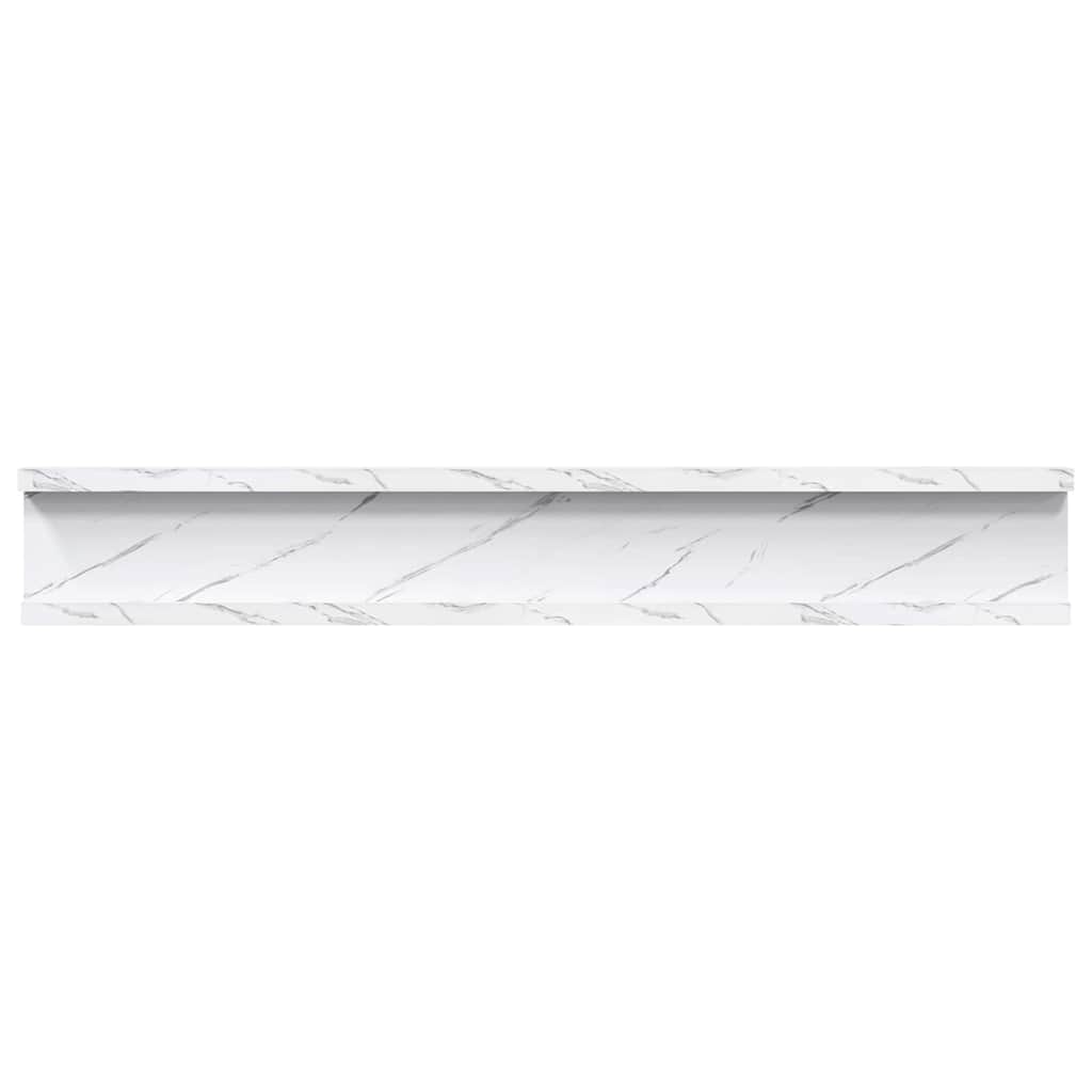 Vegghylle 4 pcs Hvit marmor 60 x 9 x 3 cm Konstruert tre