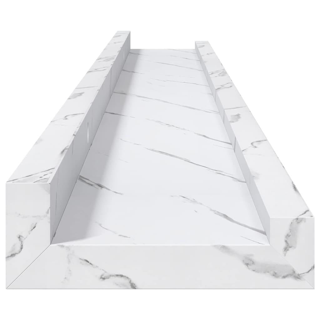 Vegghylle 4 pcs Hvit marmor 80 x 9 x 3 cm Konstruert tre