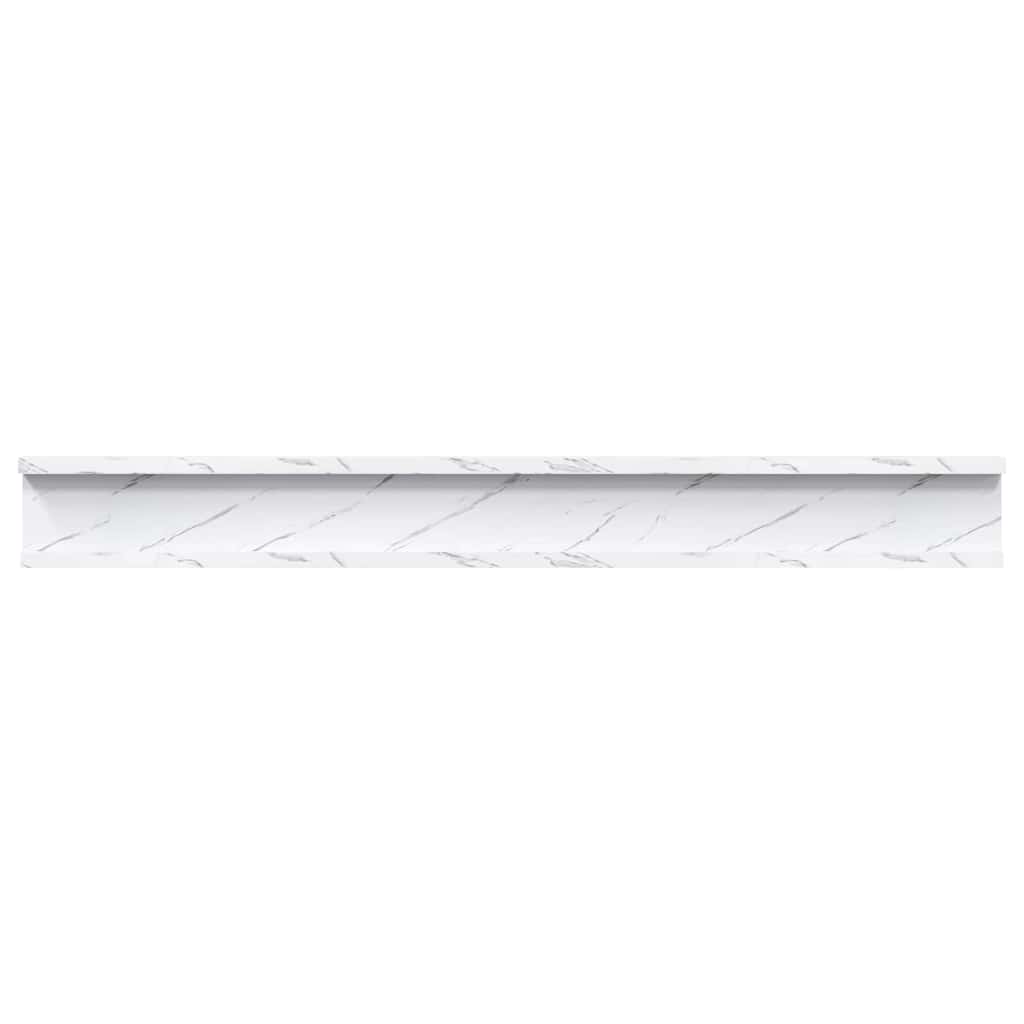 Vegghylle Veggmontert 4 pcs Hvit marmor 80 x 9 x 3 cm