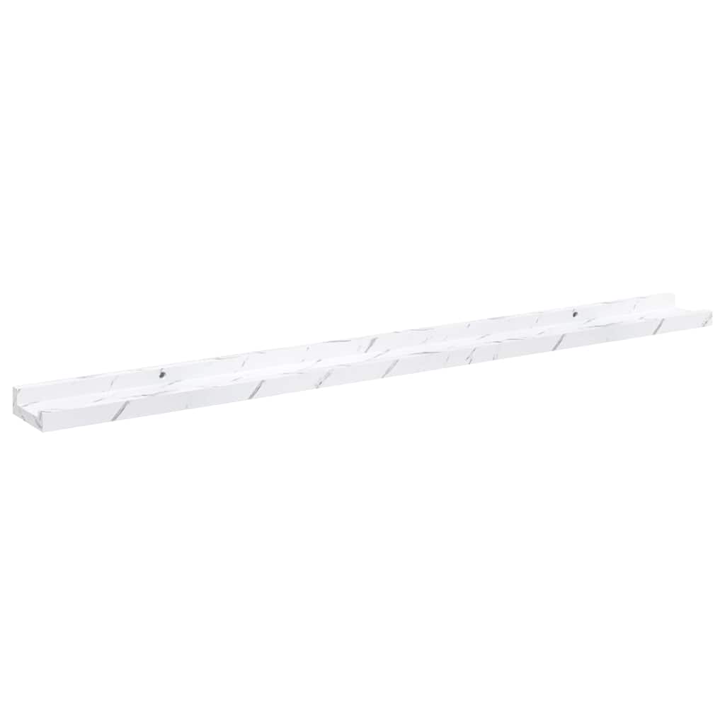 Vegghylle 4 pcs Hvit marmor 100 x 9 x 3 cm Konstruert tre