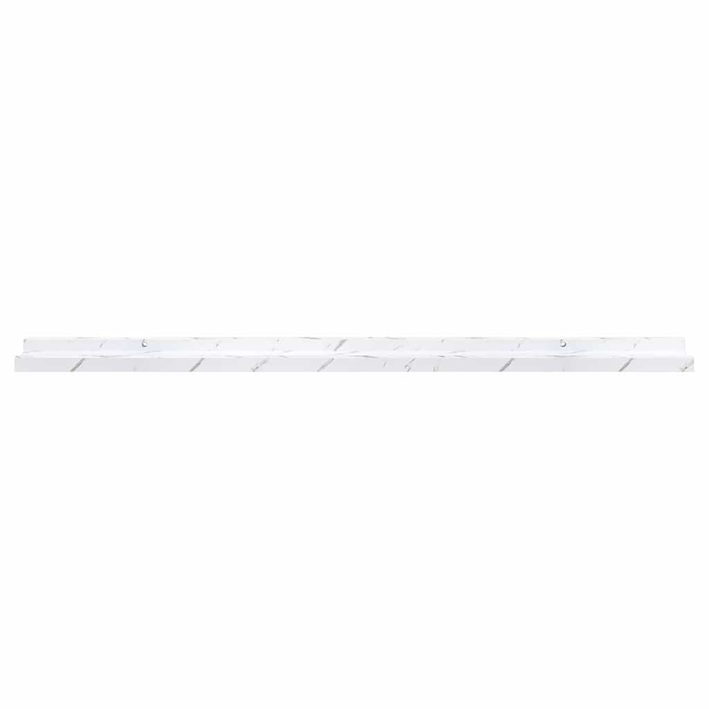 Vegghylle 4 pcs Hvit marmor 100 x 9 x 3 cm Konstruert tre