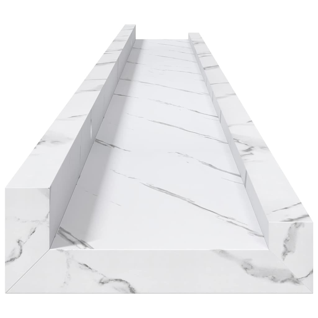 Vegghylle 4 pcs Hvit marmor 100 x 9 x 3 cm Konstruert tre