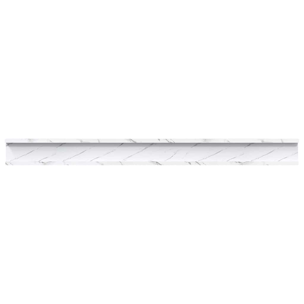 Vegghylle 4 pcs Hvit marmor 100 x 9 x 3 cm Konstruert tre