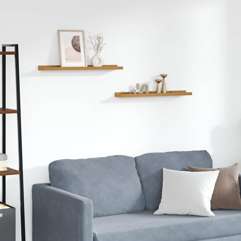 Vegghylle med hylle 2 pcs Beige 60 x 9 x 3 cm Konstruert tre