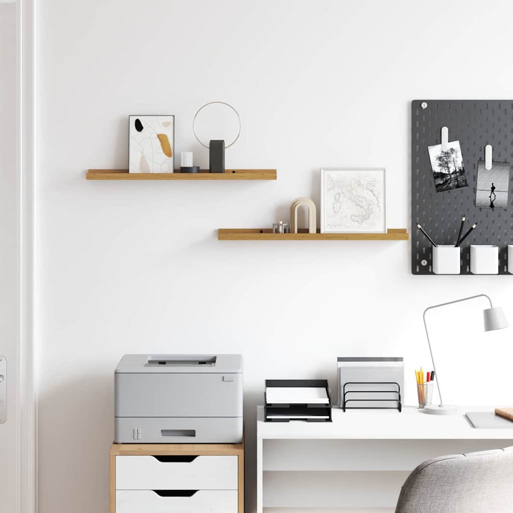 Vegghylle med hylle 2 pcs Beige 60 x 9 x 3 cm Konstruert tre