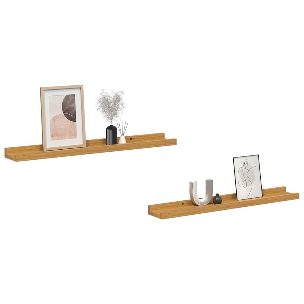 Vegghylle med hylle 2 pcs Beige 60 x 9 x 3 cm Konstruert tre